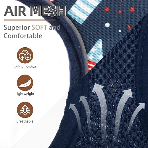 Miniatura 259 de Pupteck - Arnés para perro, chaleco de malla suave con relleno cómodo para cachorros, perros y gatos, evita los tirones, color negro y blanco