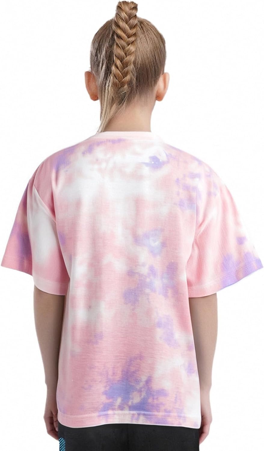 Girls Tie Dye Short Sleeve T-Shirt Kids Summer Fashion Crewneck Tops Casual Print Tees Workout Athletic Shirts