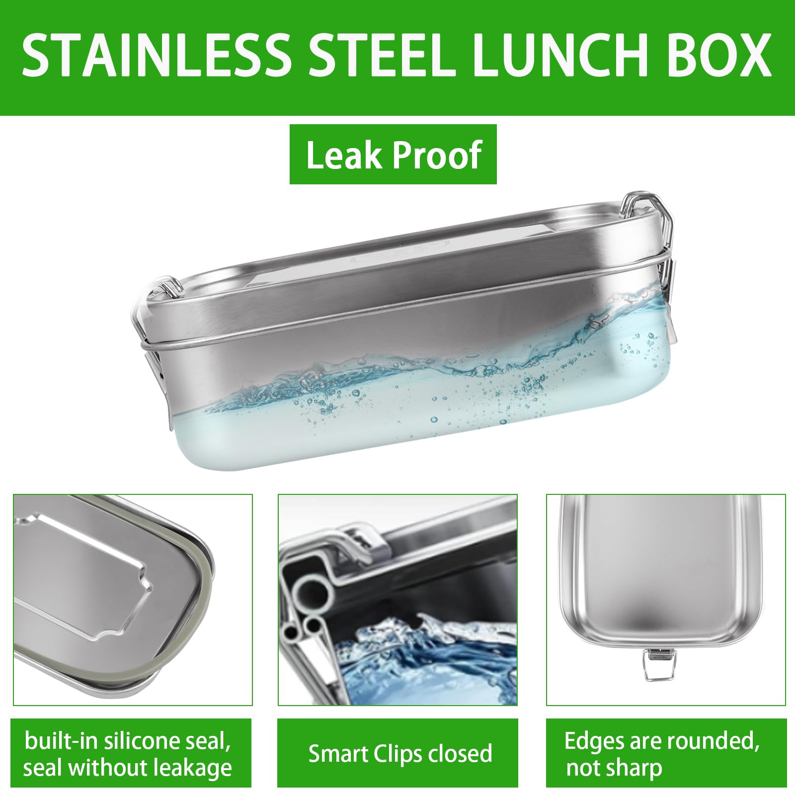 Schramm Contenitore Pranzo In Acciaio Inox 1400 Ml Con 2 Divisori - A Prova Di Perdite, Infrangibile, Alternativa Alla Plastica