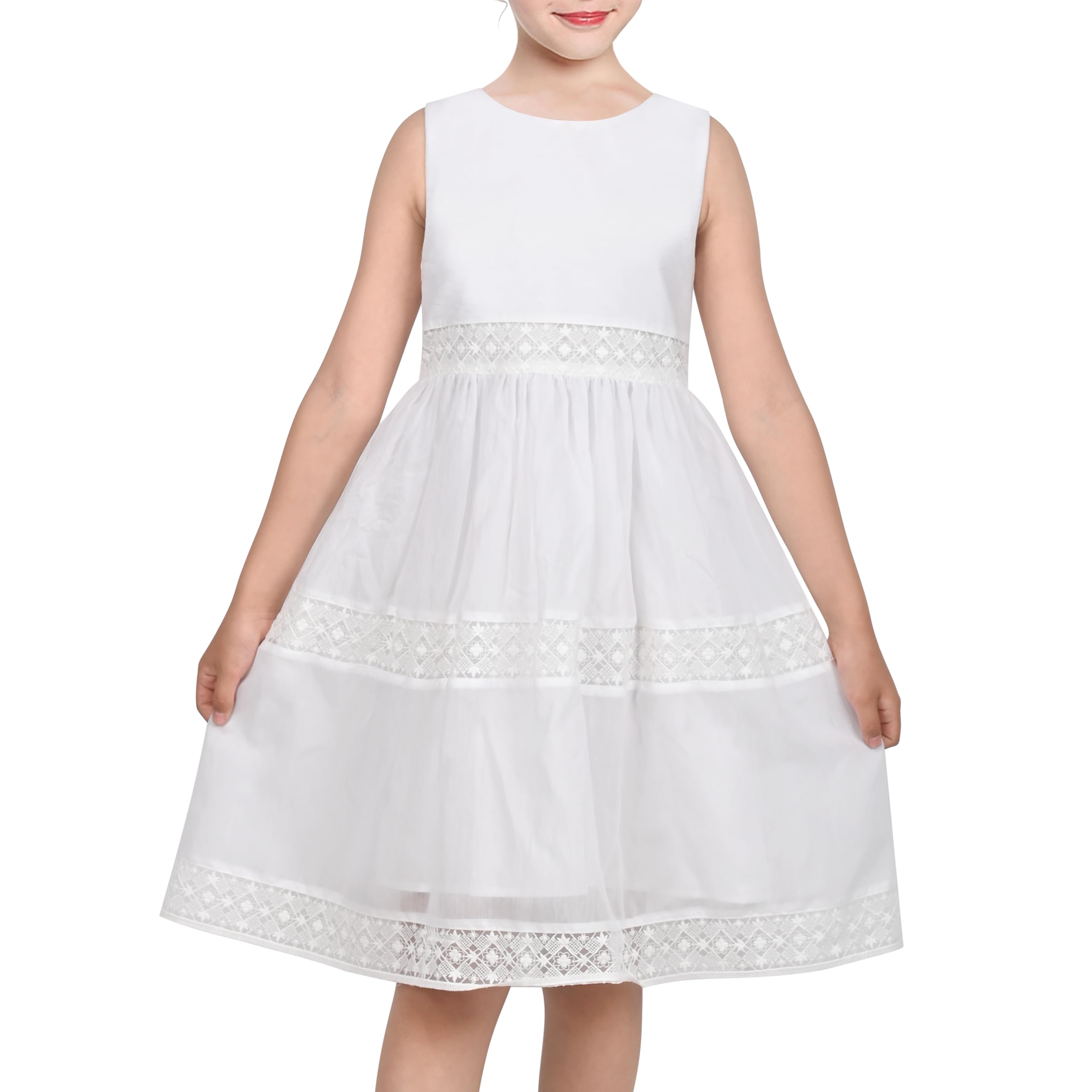 Sunny Fashion Vestido para niña Azul Flor Impresión Niños Ropa 2-10 años