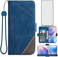Vista 9 de Asuwish Compatible con OnePlus 8 Pro One Plus 8Pro 5G Funda tipo cartera y protector de pantalla de vidrio templado de cuero con tapa