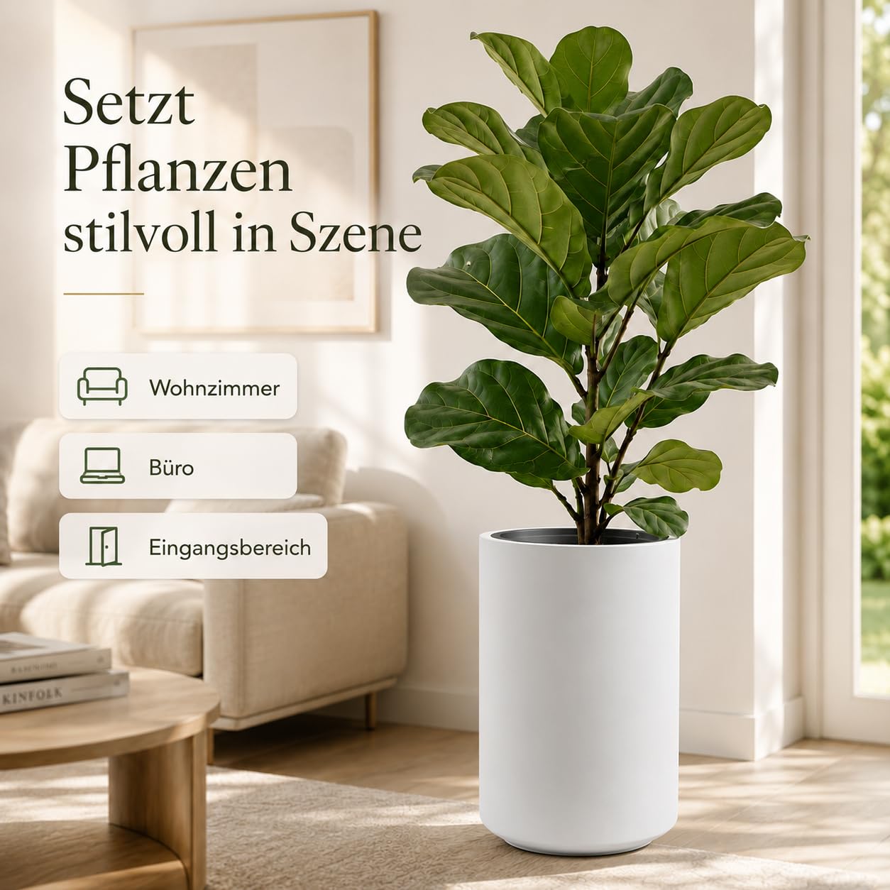 Tymar Blumentopf groß aussen, Übertöpf Gross, Pflanzkübel 58 cm hoch