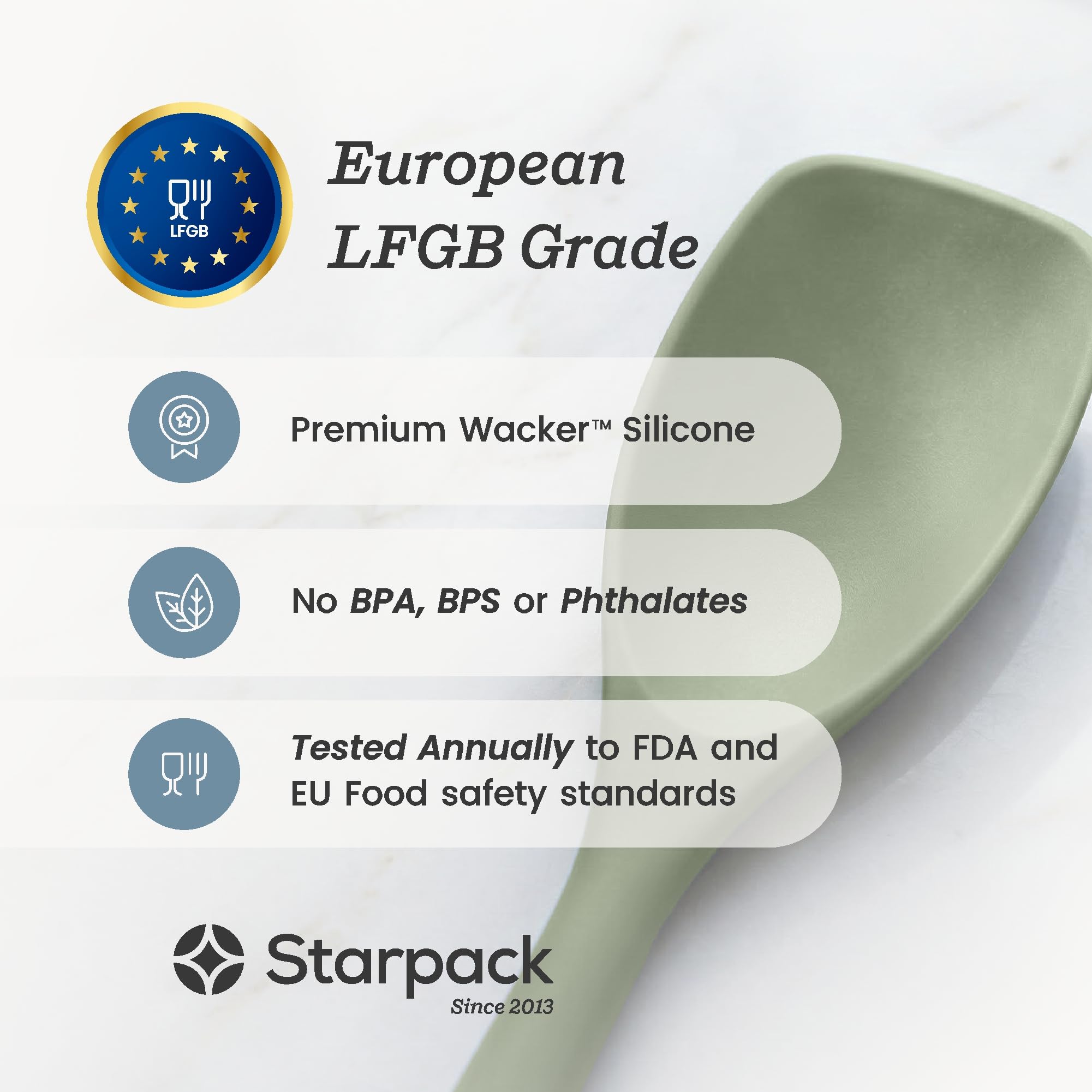 Starpack Like a Boss XL Silikon-Kochutensilien-Set (6-teilig, 34,3 cm), LFGB-zertifiziert, 315 °C hitzebeständig, BPA-frei, robuster Stahlkern, spülmaschinenfest, für antihaftbeschichtetes