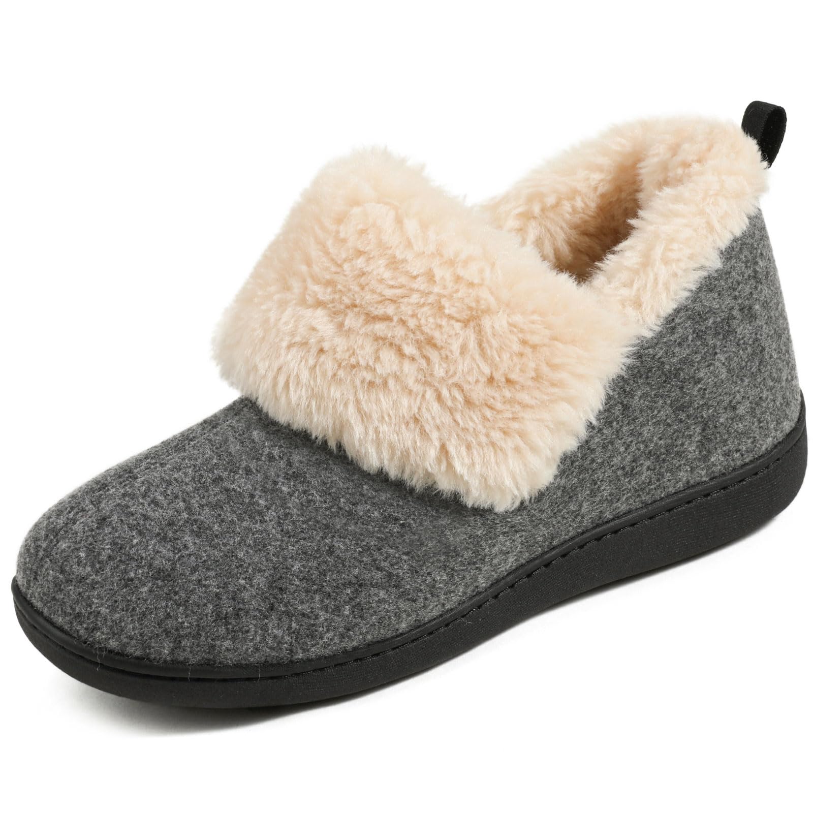 ULTRAIDEAS Womens Memory Foam House Shoes with Fuzzy Collar Fur Lined Warm Bootie Slippers with Non Slip Sole