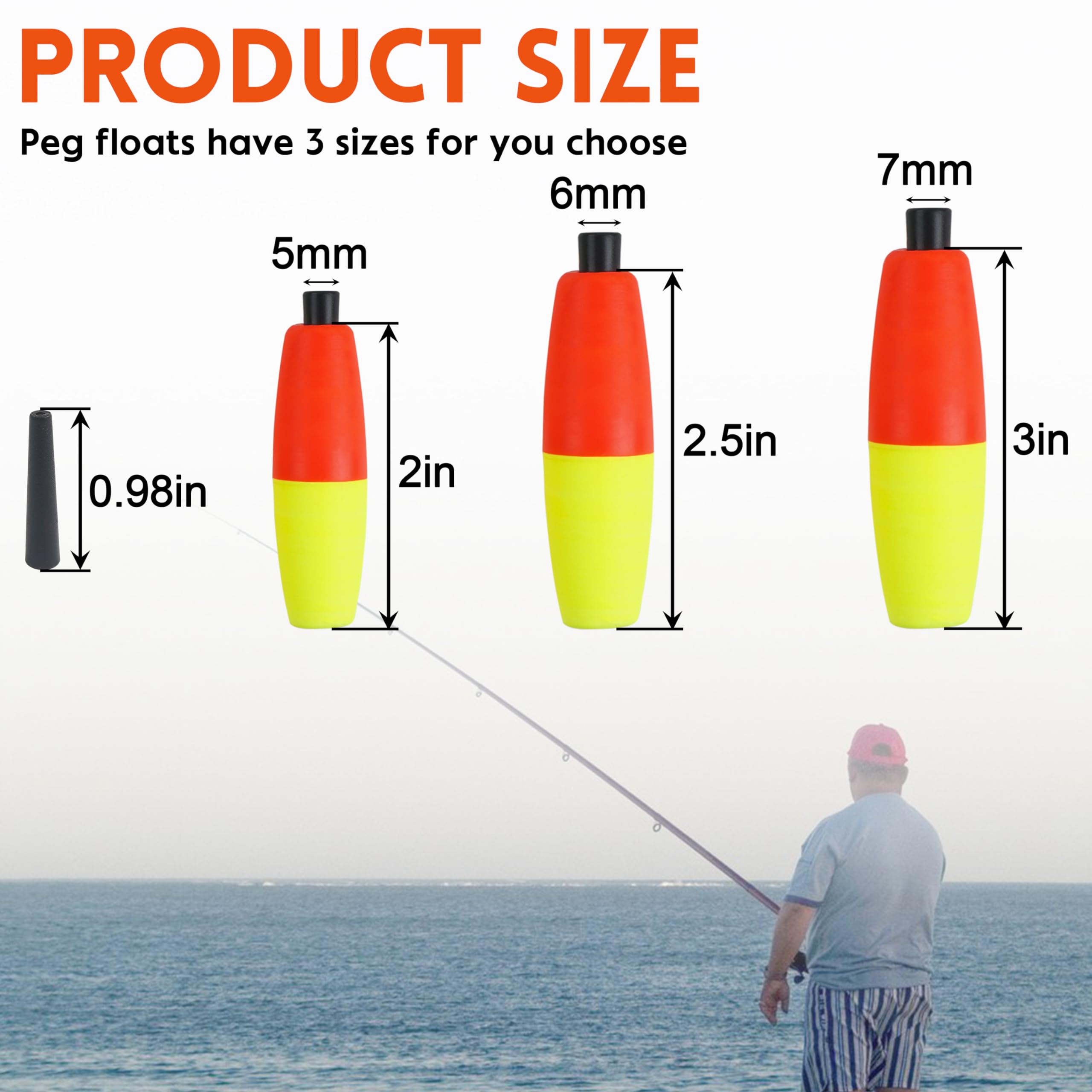 AGOOL Peg Floats Fishing Bobbers, Catfish Floats Foam Cigar Fishing Float Bobbers Catfish Rig Slip Bobbers Fishing Cork Bobbers with Pipe Plug for Catfish Santee Rig Freshwater Saltwater Fishing