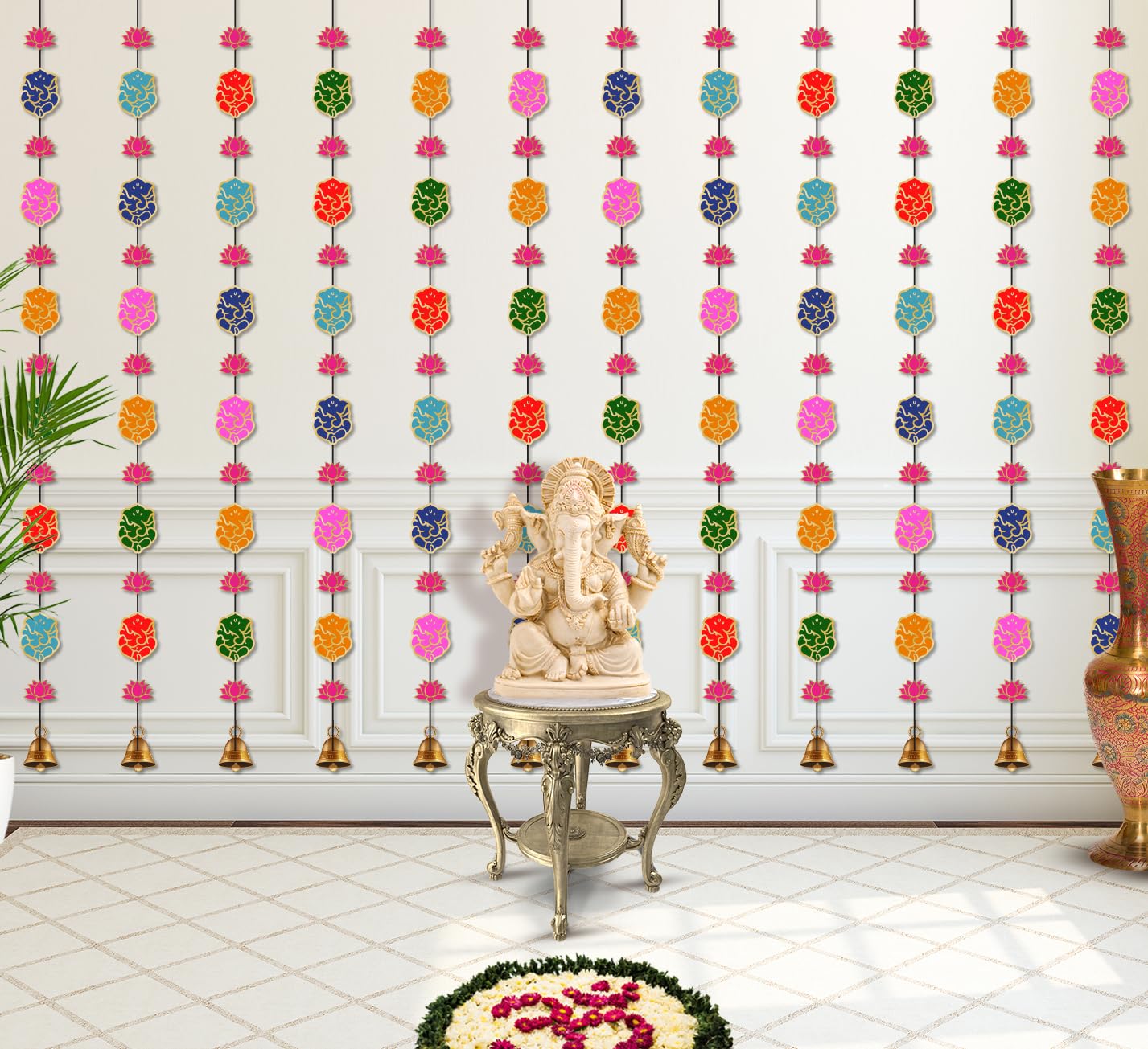 IndoTribe, Ganpati Paper Hangings Multi Color Decor - Pack of 6, Ganesha Wall Decor | Ganesha Backdrop for Indian Decorations for Home | Indian Pooja Backdrop | Ganapati Decoration for Home