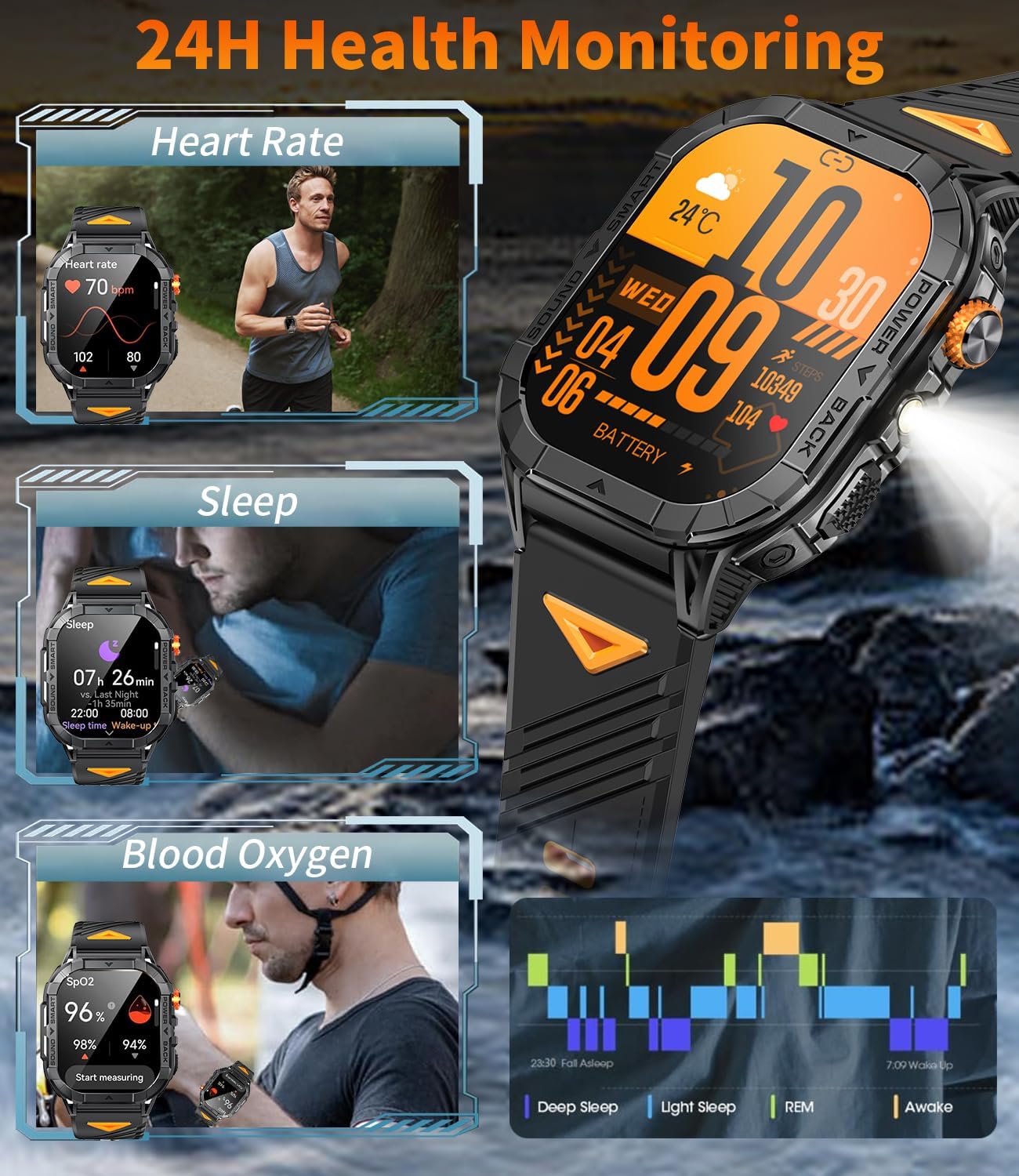 Smart Watch for Men (Answer/Make Calls), 2.13" Fitness Smart Watch for Android and iPhone, IP68 Waterproof/100+ Sport Modes/Heart Rate & Sleep Monitor/Pedometer/Watches for Men (Black)