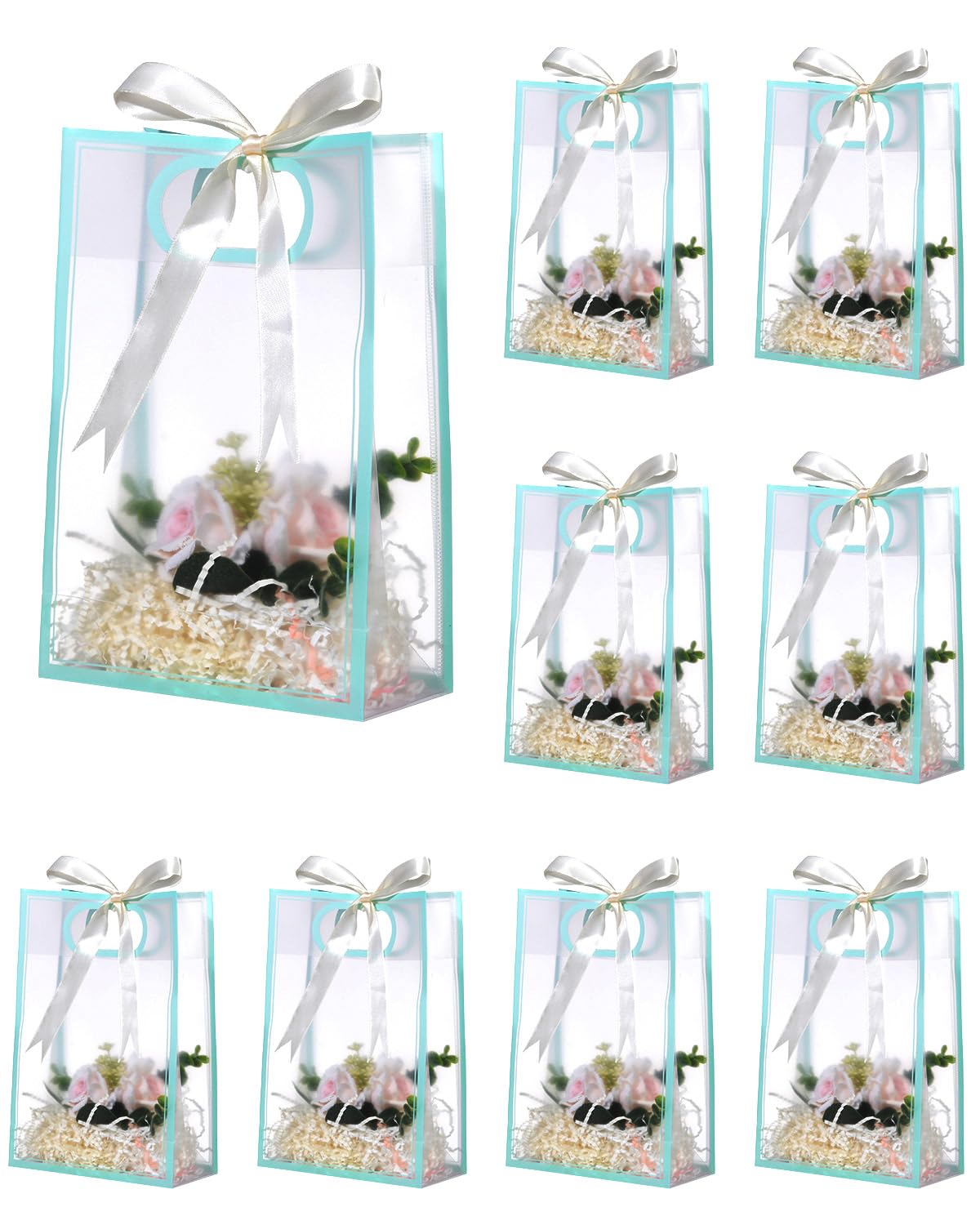 QKEPCY Sacchetti Regalo con Motivo Floreale Buste Regalo Elegante Vintage Sacchetto Regalo con Maniglia Spessa Forte Capacità di Carico Borse per Compleanni Matrimoni Feste