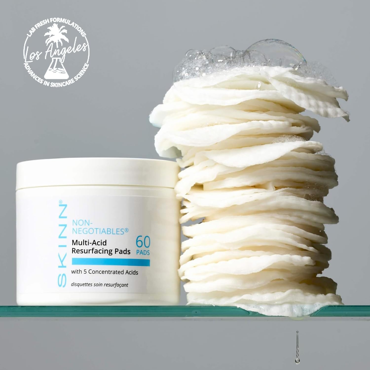 SKINN Multi-Acid Resurfacing Pads, with Glycolic, Lactic & Salicylic Acid, 60 Pads - Witch Hazel Chemical Peel for Face, Neck & Decollete Exfoliates, Brightens & Tones Skin, for Fine Lines & Wrinkles - Image 6