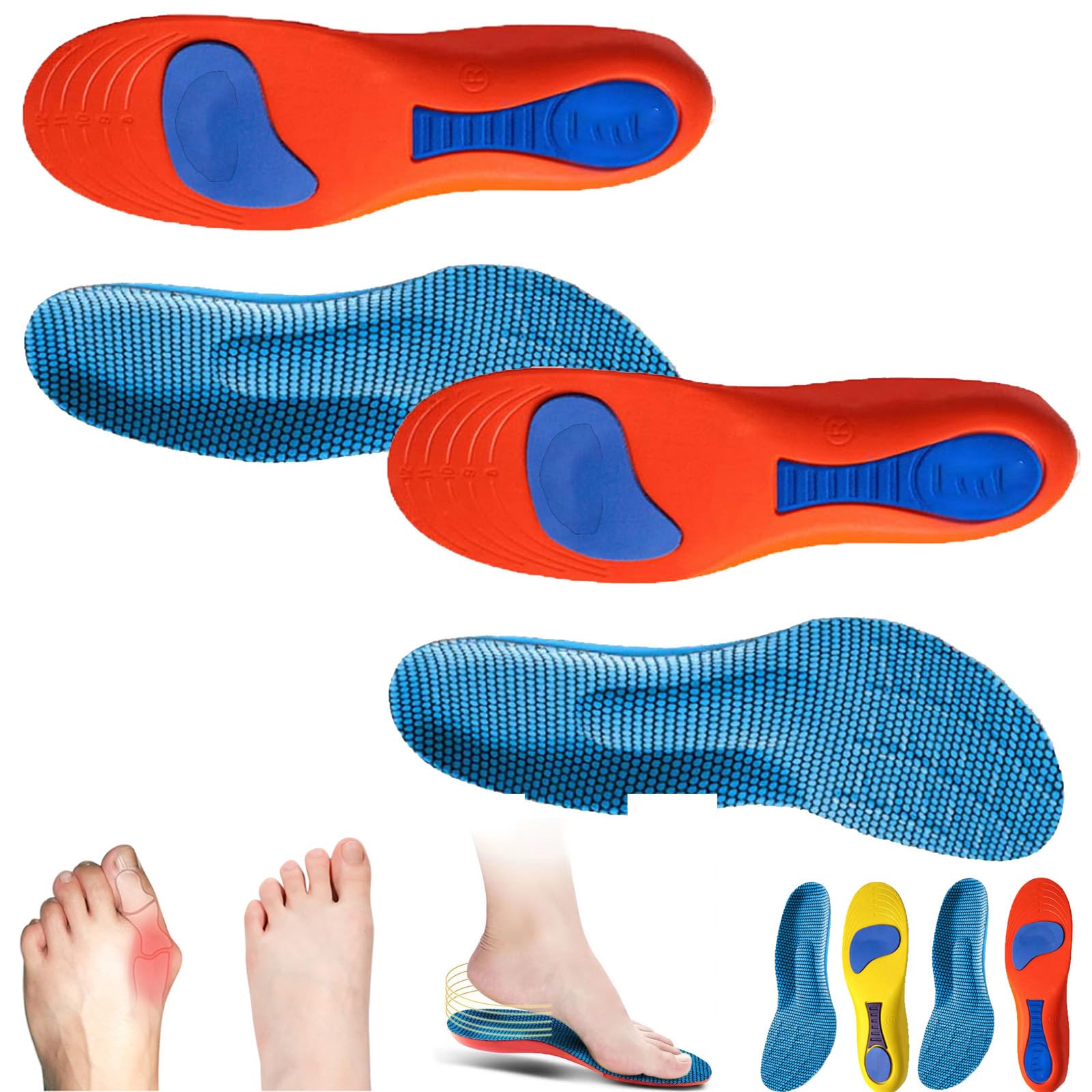 Comfysole, Comfysole Original, plantilla para fascitis plantar, plantillas ortopédicas cómodas, soporte para arco del pie, alivia la presión (2 pares de naranjas, 45-46)