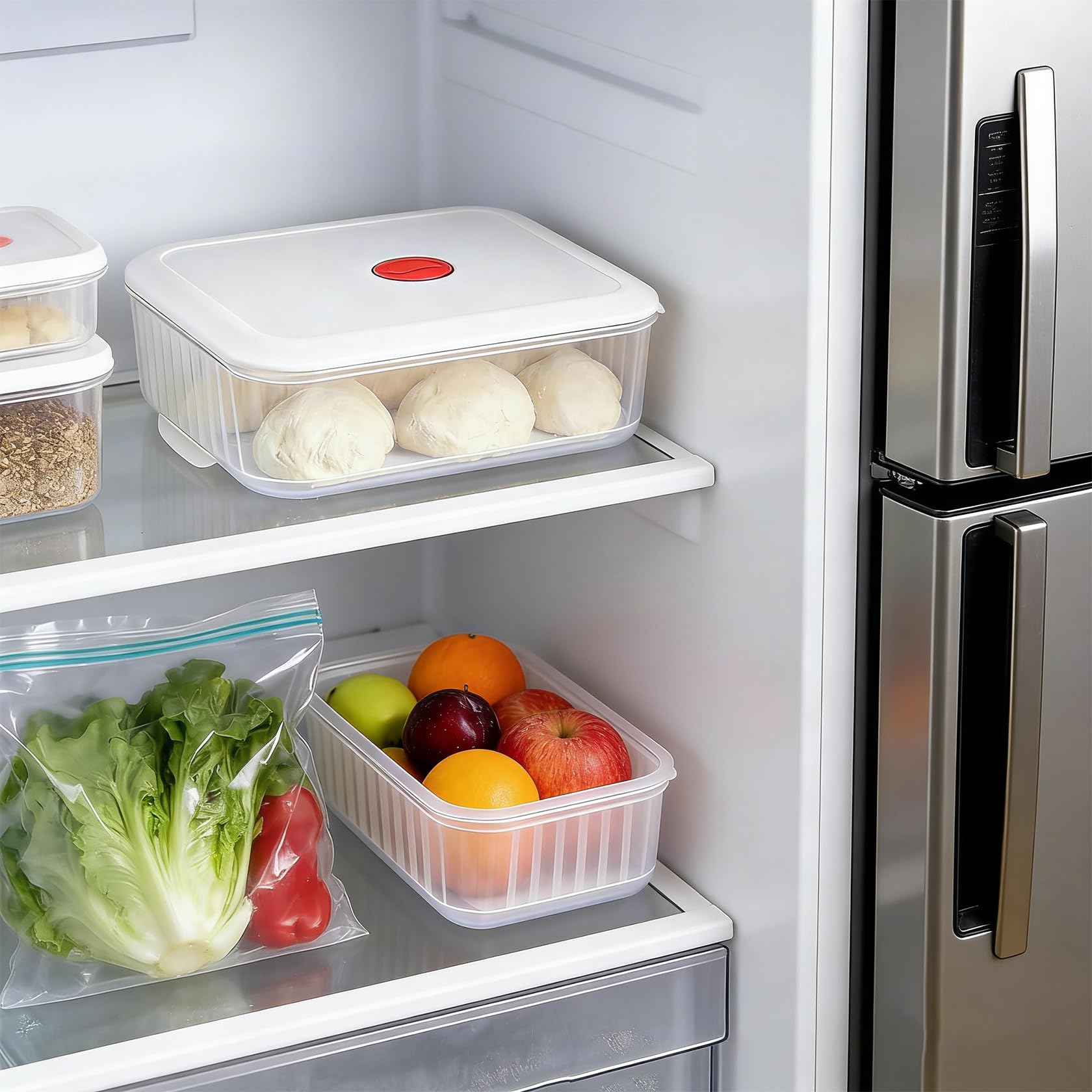Juego De Caja De Masa Para Pizza Con Agitador De Masa, Aplastador Y Cortador, Caja Apilable Con Tapa Para Preparación, Fermentación Y Almacenamiento