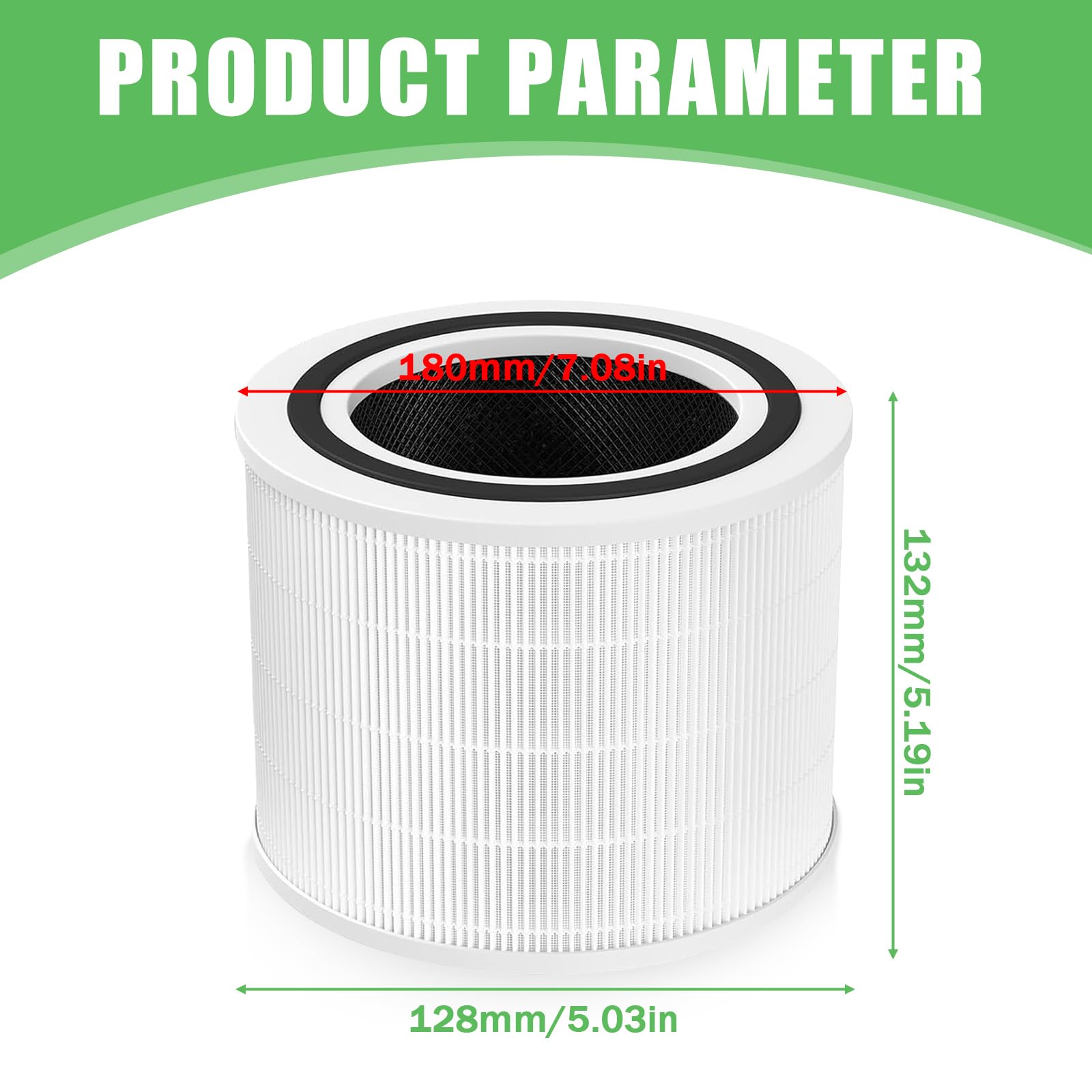 Aicharynic Core 200S - Set di 2 filtri di ricambio per purificatore d'aria con carbone attivo e nylon per Levoit Core 200S (bianco)