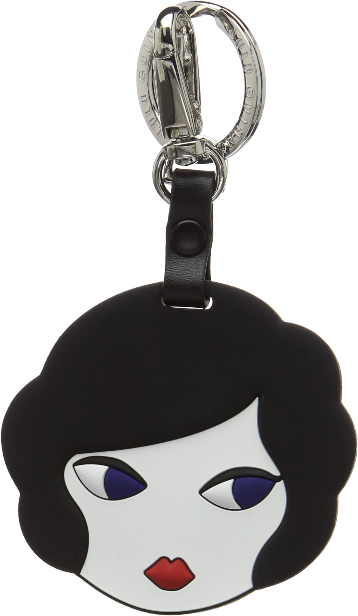 Lulu Guinness Lulu Doll Face Mirror Keyring Black (Black/White)
