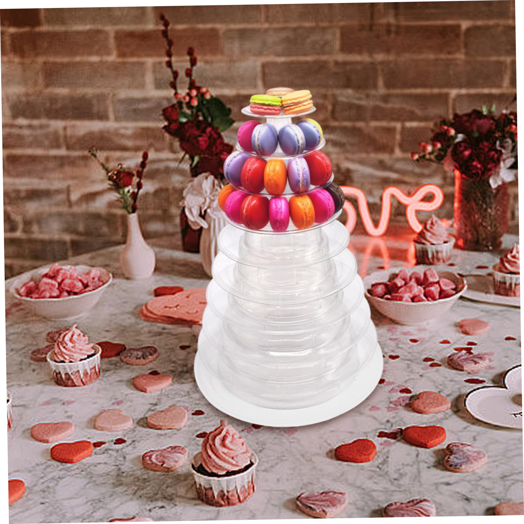 Macaron Tower Stand, vassoio rotondo trasparente a 10 ripiani per dessert, matrimoni, baby shower, feste di compleanno, espositore multiuso per torte, robusto ed elegante