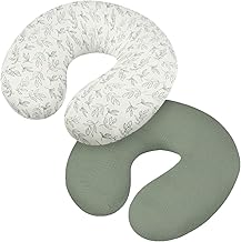 2Pcs Baby Nursing Pillow Cover Soft Cotton Newborn Breastfeeding Pillow Slipcover Stretchy Nursing Pillows Case Removable Feeding Cushion Cover for Baby Girls Boys Newborn