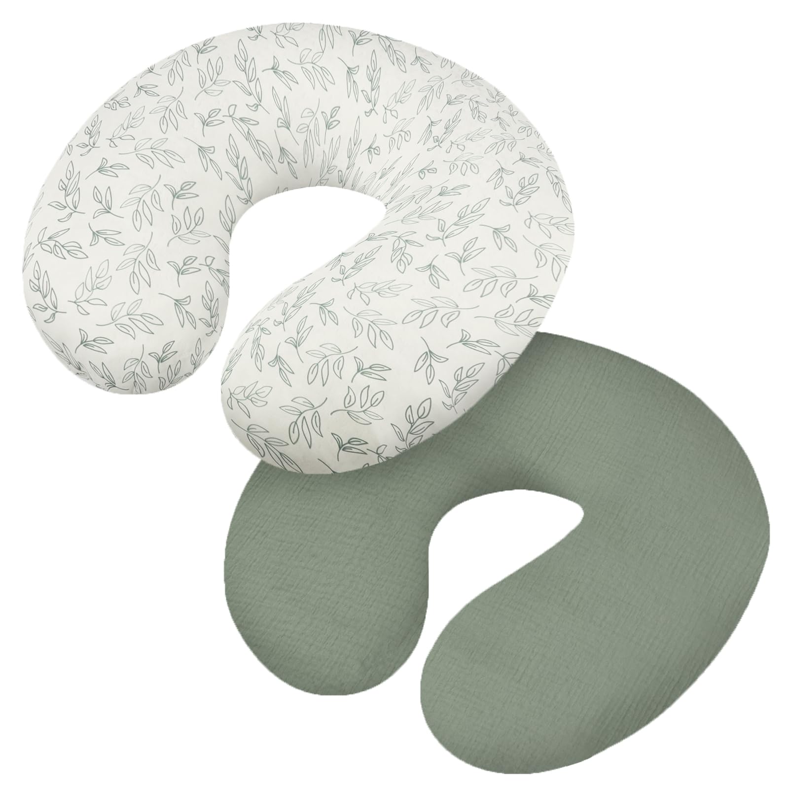 Guijzsltrg Women's Green 2Pcs Baby Nursing Pillow Cover Soft Cotton Newborn Breastfeeding Pillow Slipcover Stretchy Nursing Pillows Case Removable Feeding Cushion Cover For Baby Girls Boys Newborn