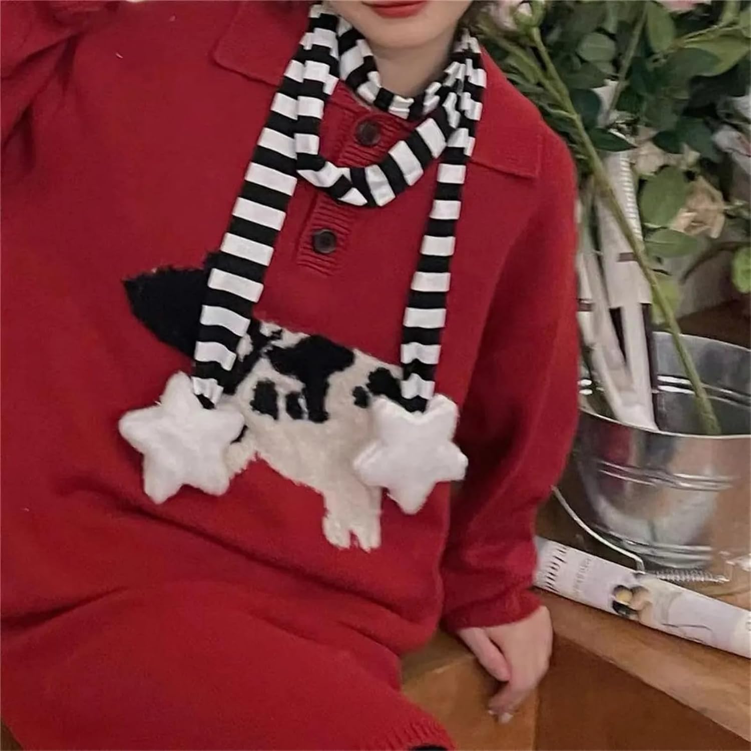 Cotton Stripe Long Scarf Photography Narrow Scarf Neckwrap Casual Wear Scarf