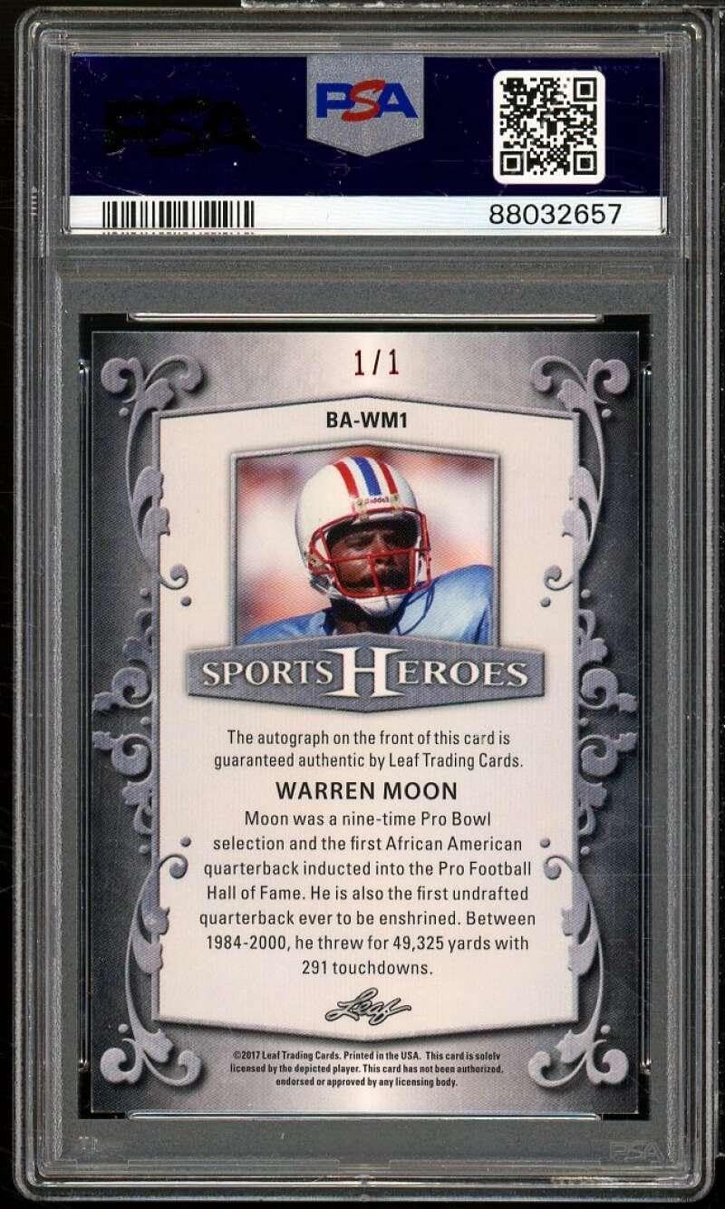 Warren Moon Card 2017 Leaf Metal Sports Heroes Auto (Serial #d 1/1) PSA 8 - NFL Autographed Football Cards