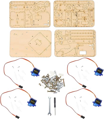 Keenso Kit de brazo de robot, SNAM1500 4 DOF brazo mecánico robótico de madera sg90 servo para brazo de robot DIY