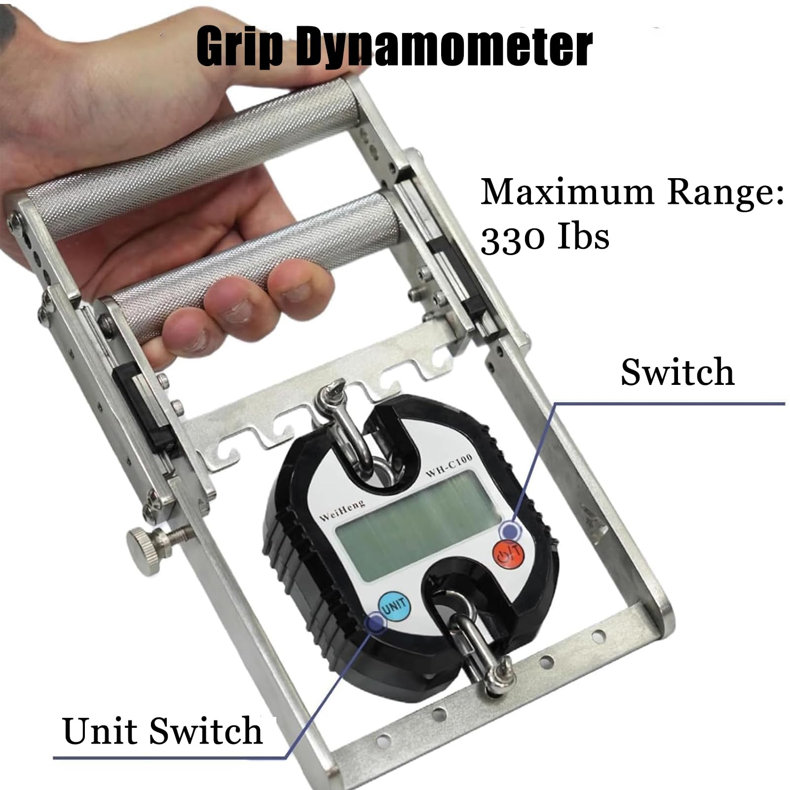 Set Allenatore Avambraccio Digitale,Rinforzatore Presa Mano con Misuratore di Forza, 5 Molle Regolabili,Max 150kg,Acciaio 304 per Sport/Home Gym