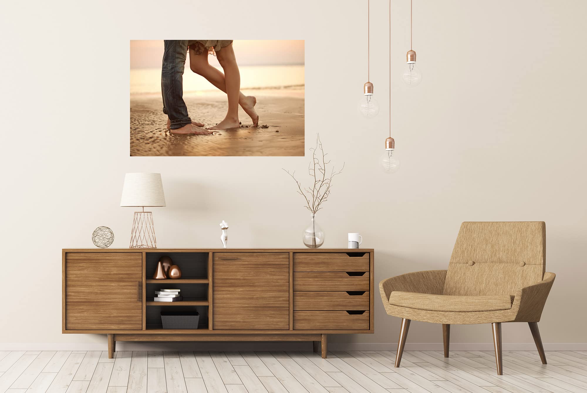 islandburner - Poster XXL con Stampa di una giovane coppia amorevole che abbraccia e bacia sulla spiaggia, M immagini di alta qualità