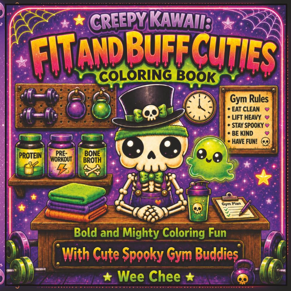 Creepy Kawaii - Fit and Buff Cuties: Bold and Mighty Coloring Fun · with Cute Spooky Gym Buddies