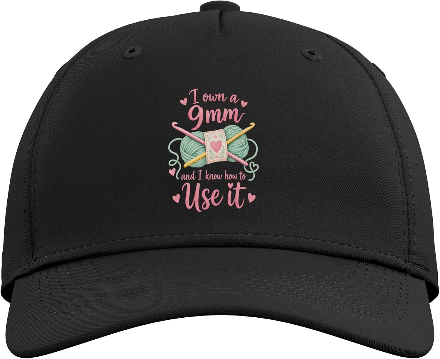 I Own A 9mm Crochet Hook Maker Hobbyist Mother Christmas Adjustable Baseball Hat image 2