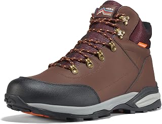 Men's Hiking Boots Waterproof, Mid Lightweight Leather Boots for Men, Breathable Ankle Sneakers Boots for Outdoor Climbing Trekking Backpacking Hiking