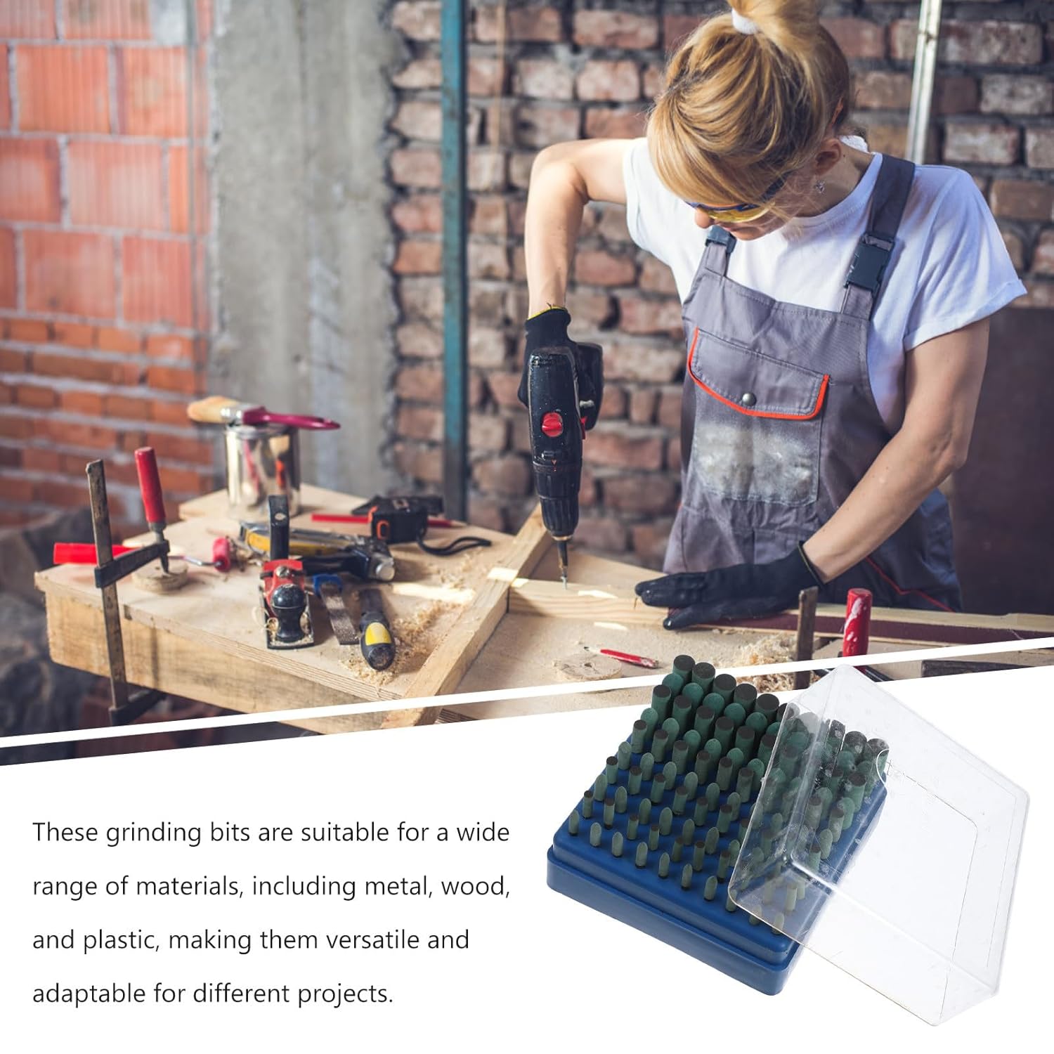 100pcs Green Rubber Sanding Bits Set Mounted Points Abrasive Grinding Stones for Rotary Tools Metal Grinding and Polishing Industrial Use