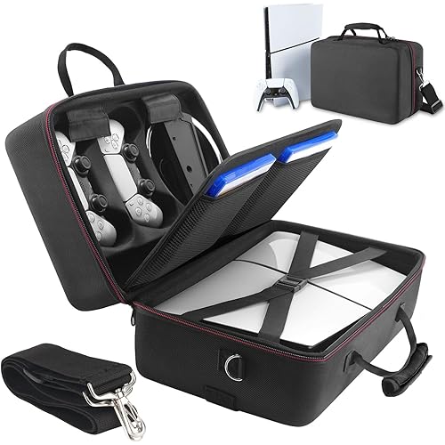 VANPARK Carrying Case Compatible with PS5 Slim, Travel Case Hard Shell Protective Case, Organizer Storage Carry Bag for 2023 PlayStation 5 Slim Console, Base and Other Accessories, Black