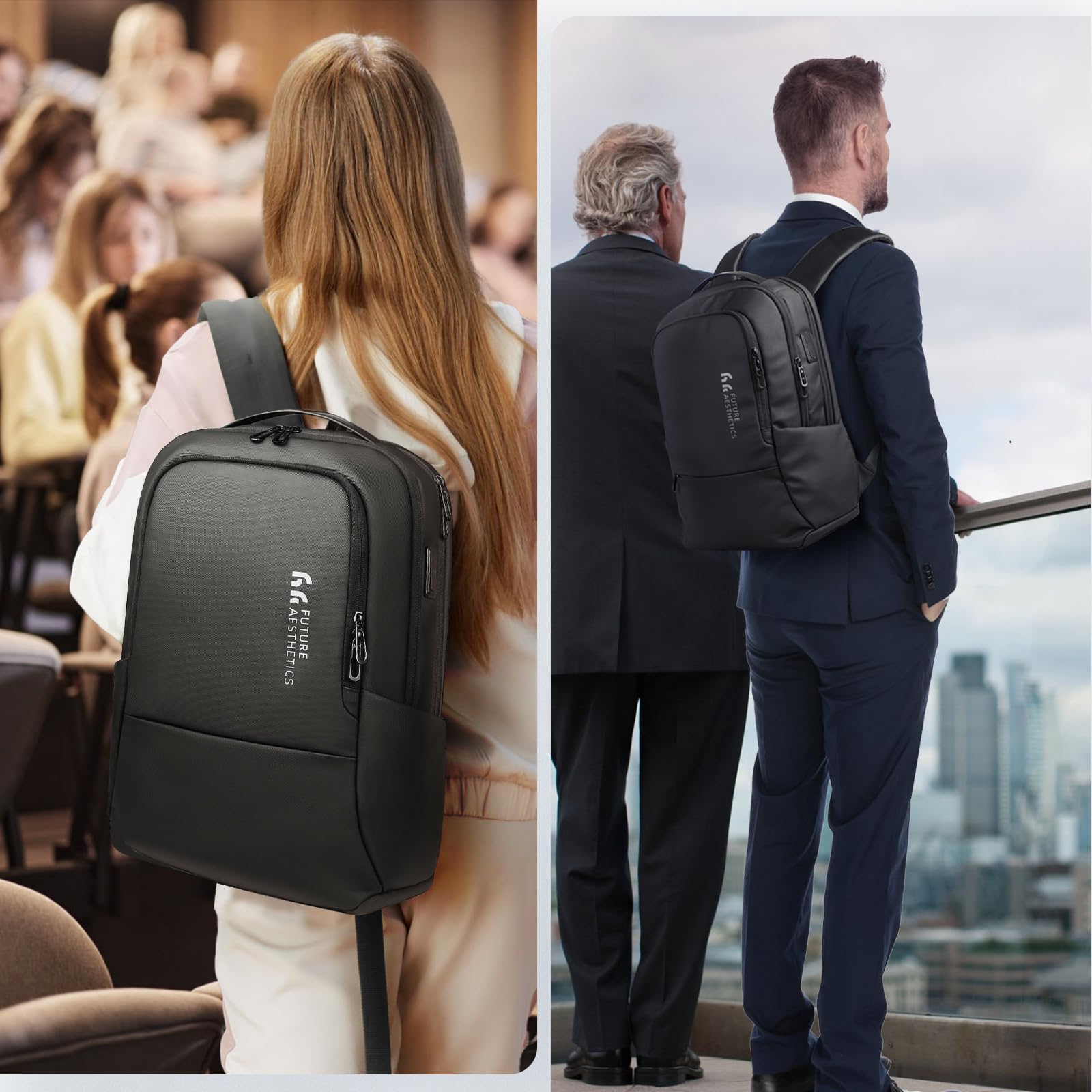 Sac à Dos Homme Sac a Dos pour Ordinateur Portable PC 15,6 pouces | avec USB Sac à Dos Élégant Antivol Sacs à Dos Décontractés pour Affaire Université Travail Voyage