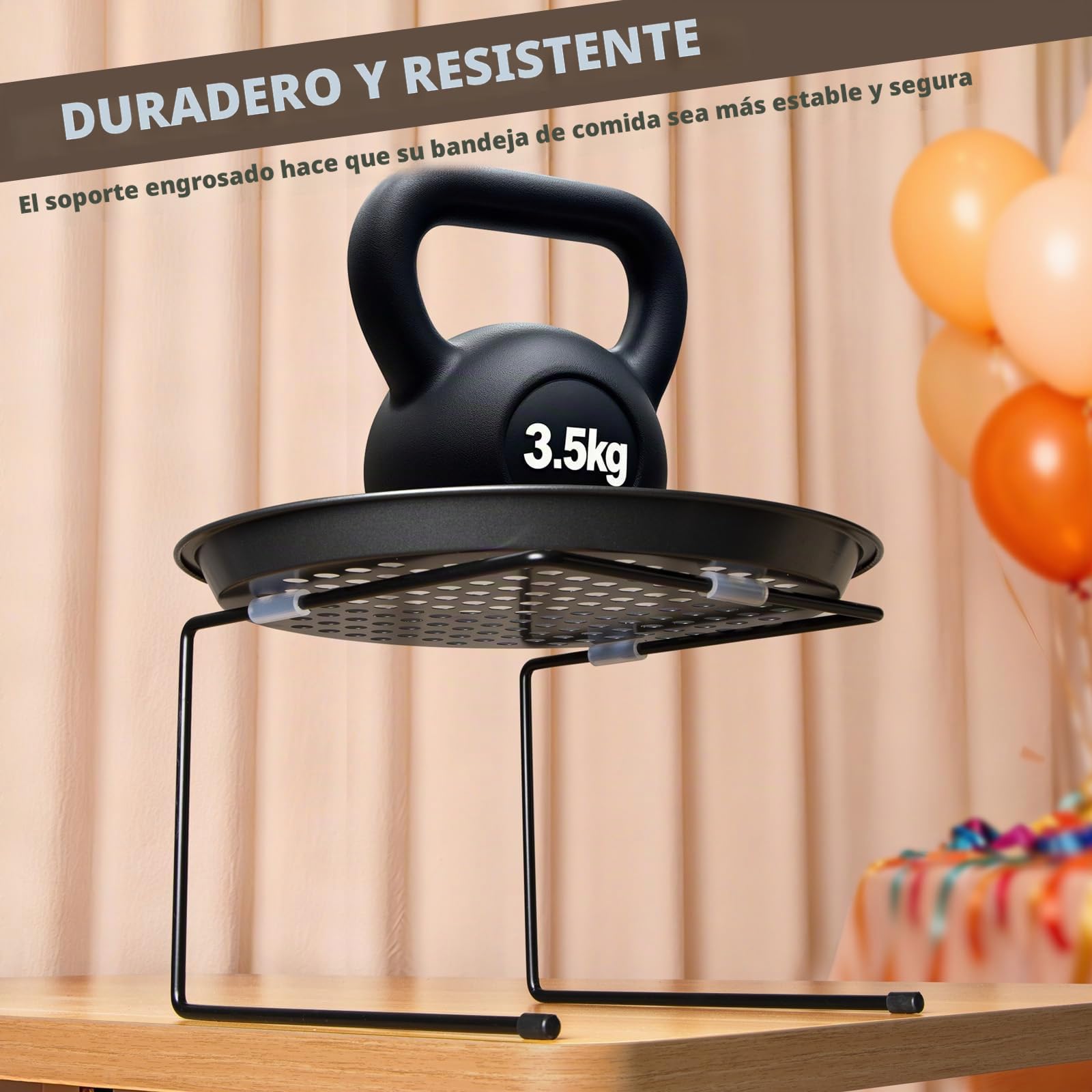 PUERSI Soportes para Pizza, Pack de 4, Estante de Exhibición Metálico Negro con Almohadillas Antideslizantes, para Bandejas de Pizza y Moldes de Pastel, Perfecto para Fiestas y Bodas