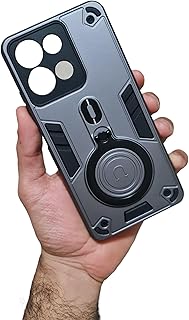 جراب حماية متوافق مع موتو G75، غطاء حماية صلب مزدوج الطبقات مضاد للصدمات مع مسند حلقي دوار 360 درجة وحامل مغناطيسي للسيارة (فضي)