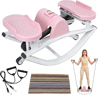 Rock Stepper Side-to-Side Lateral Rocking Fitness Machine with Resistance Bands – Low-Impact Cardio for Knees & Joints, Adjustable Tension, LCD Monitor for Home Gym or Office Workouts