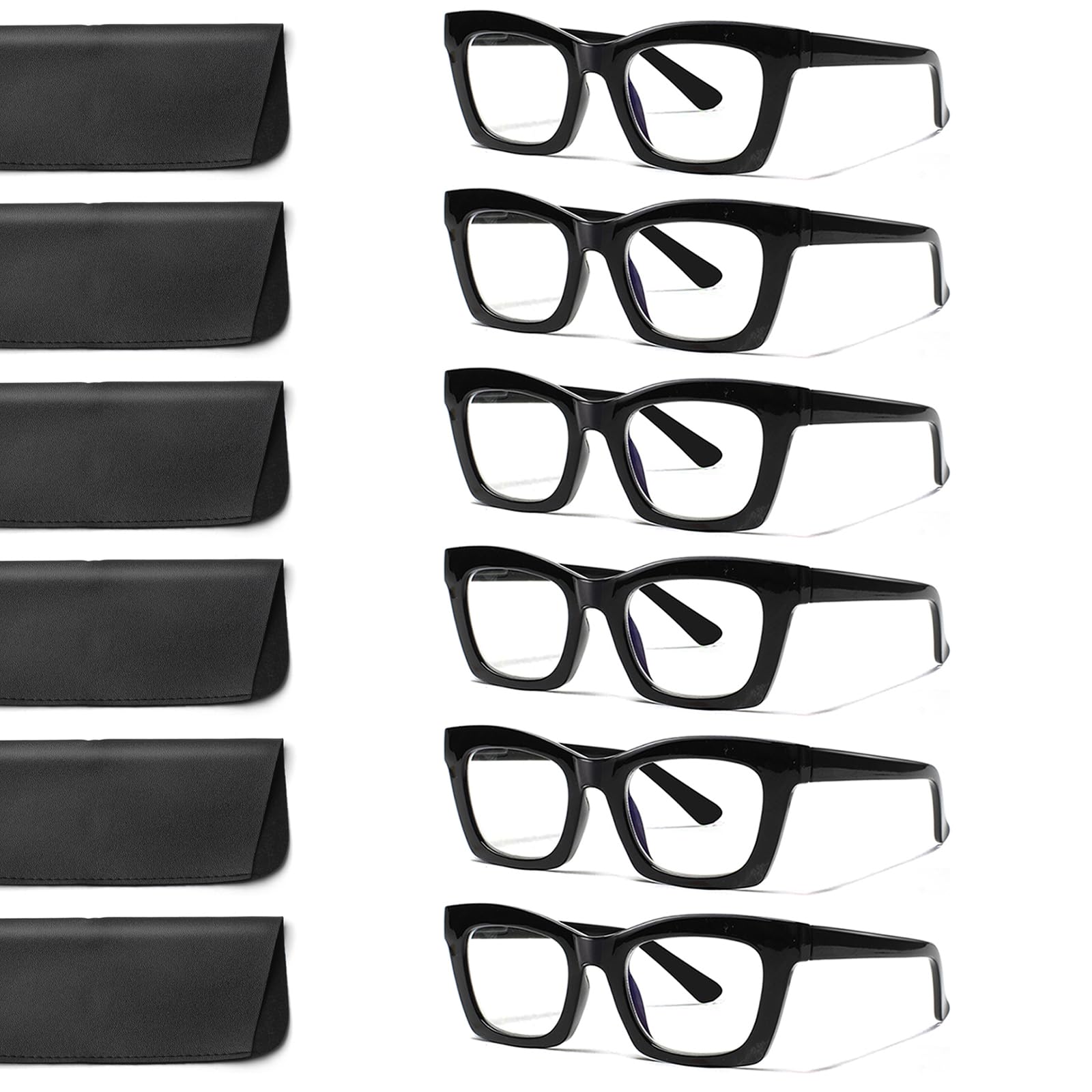ZOECENT 6 Pack Oprah Style Reading Glasses for Women Blue Light Blocking Computer Square Readers with Spring Hinge (6 Black, 3.00, x)