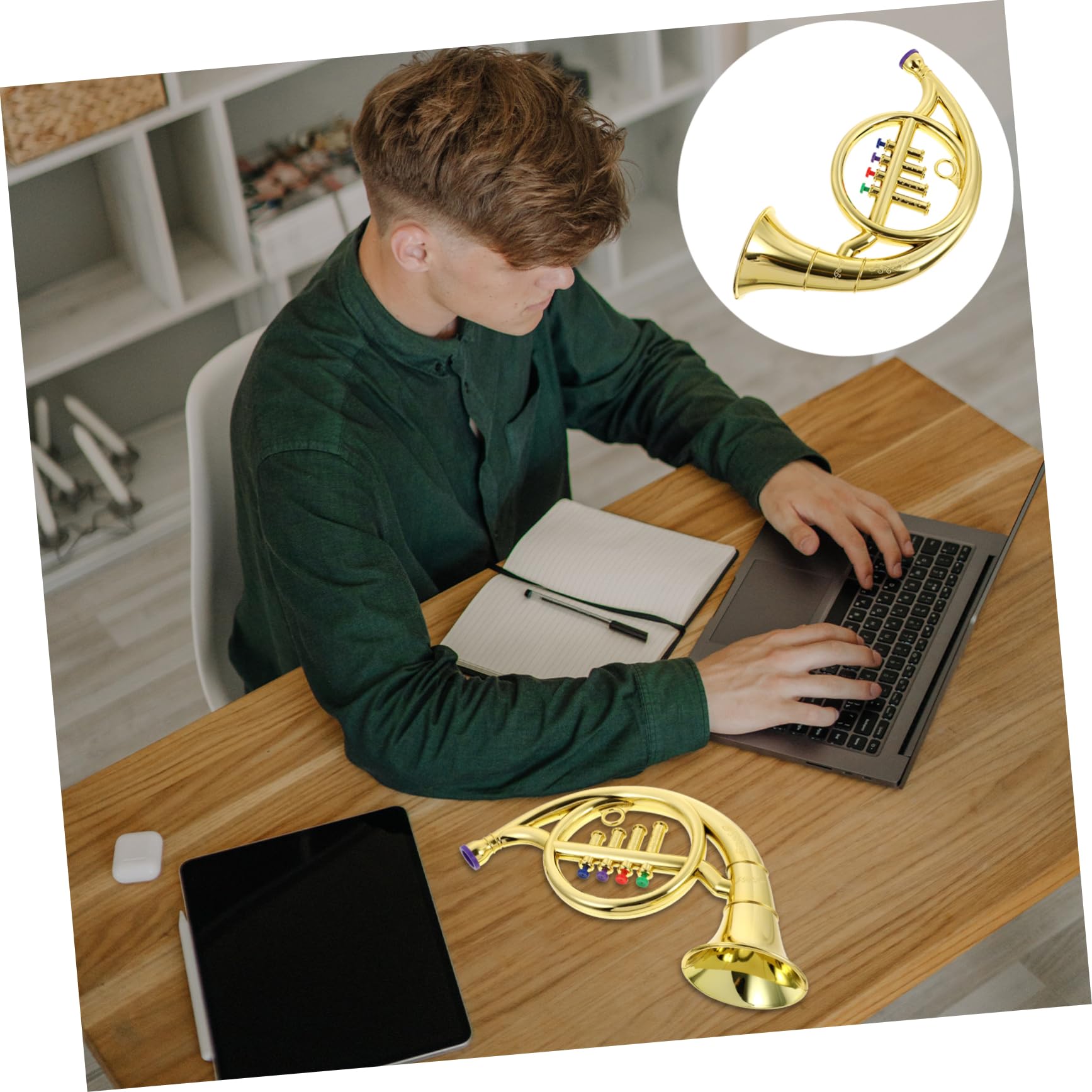 BESPORTBLE 4-Tone French Horn Boys and Girls Musical Instrument Toy Decorative Mini Horn