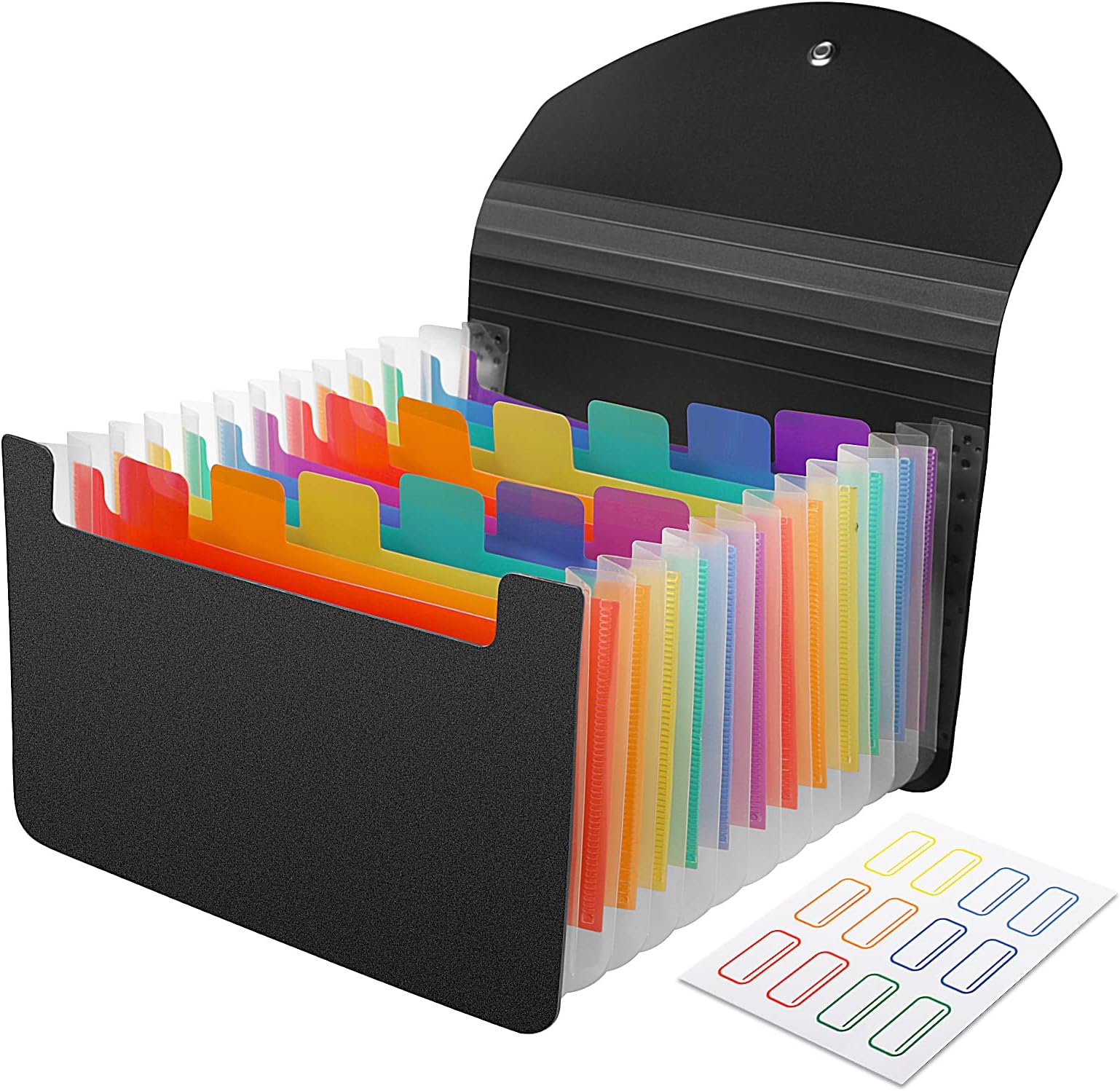 13 Pockets Coupon Receipt Organizer A6 Expanding File Folder, Small Accordian File Organizer for Storage Cards, Receipts, Coupons and Tickets-Black