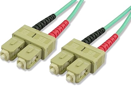 Lynn Electronics SCSC-10GIG-5M SC-SC 50/125-10 Gig Duplex Multi-Mode Fiber Optic Patch Cable, 5-Meter, Aqua