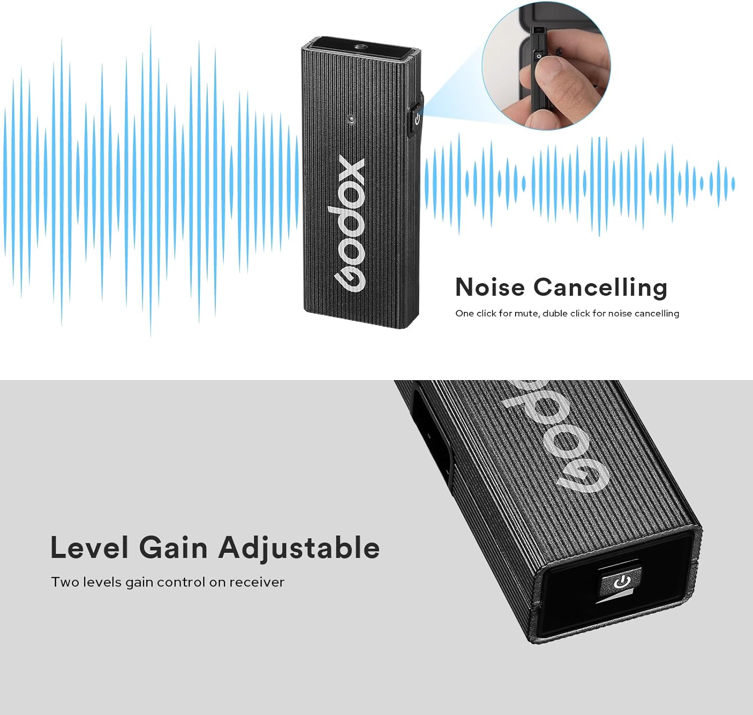 GODOX MoveLink Mini Kit1 Wireless Mic (1TX+1 RX), 100m(328ft) Range Wireless Microphones, 2.4GHz Noise Cancelling Mic, Wireless Lavalier Microphone for Record Interview, Vlogs, Conference（Lightning）