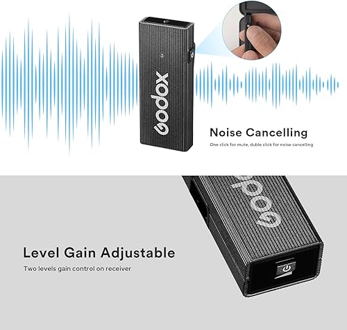 Miniatura 6 de GODOX MoveLink Mini UC KIT1 Micrófono inalámbrico, micrófono con cancelación de ruido de 2.4 GHz, rango de 328.1 ft, micrófono de solapa