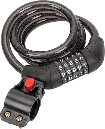 Cable de bloqueo de bicicleta, bloqueo de cable de bicicleta de alta seguridad de 5 dígitos reiniciable, bloqueo de cable de bicicleta para