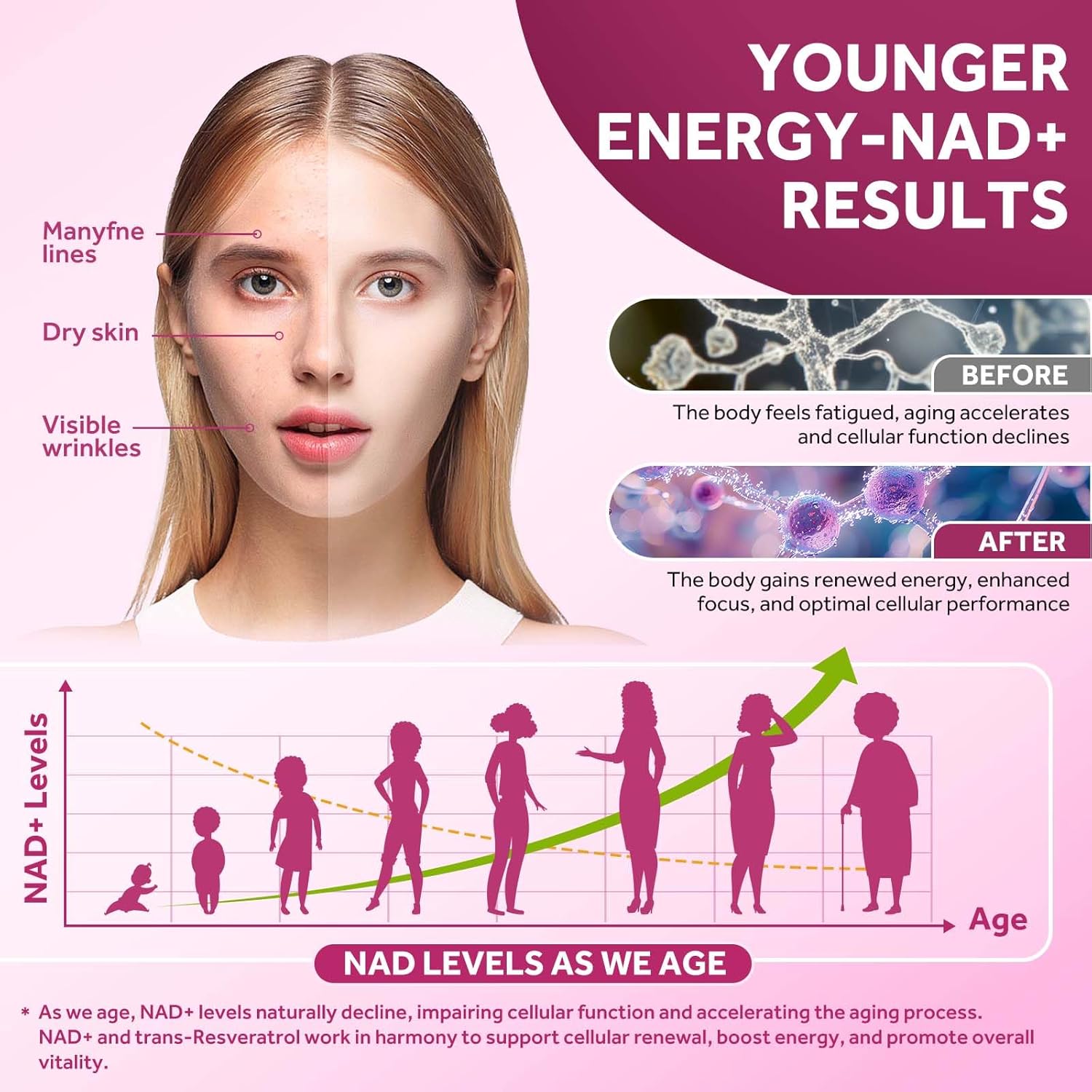 Liposomal NAD Supplement - 1200mg NAD+ Liquid Drops for Women & Men with Nicotinamide, Resveratrol, Quercetin, TMG, Black Pepper Extract - Brain & Cellular Mitochondrial Health, Anti-Aging, Longevity - Image 4