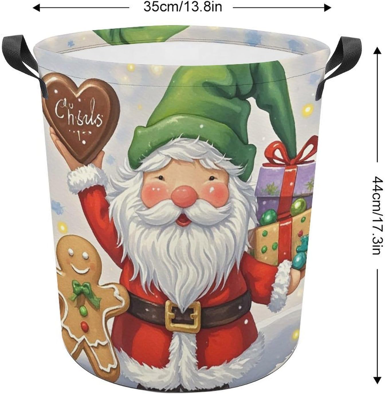 13.8 × 13.8 × 17.3 Inches Collapsible Laundry Baskets Dwarfs And Gingerbread Man Printed Waterproof Laundry Hamper Foldable Dirty Clothes Storage Bin for Bathroom Bedroom Office image 2