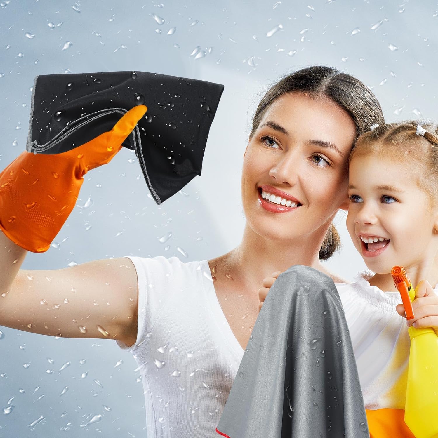 VitalCozy 6 Pcs Wine Glass Polishing Cloths Large Microfiber Cleaning Cloths 25 x 20 Inch Lintless Towels for Drying Wine Glasses Cleaning Window Stemware Dishes Glassware (Black, Gray)