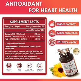 NATURE TARGET CoQ10-200mg-Softgels + PQQ with Organic-Olive-Oil - High Absorption-Coenzyme-Q10 - Antioxidant-for-Heart-Health and Immune Support, Energy Production, 120 Servings
