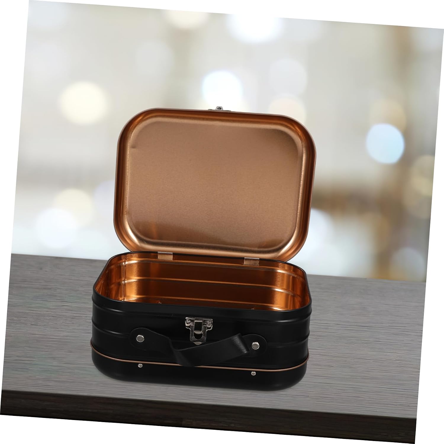 Handheld Gift Storage Box with Handle, Tinplate, Large Capacity Black image 4