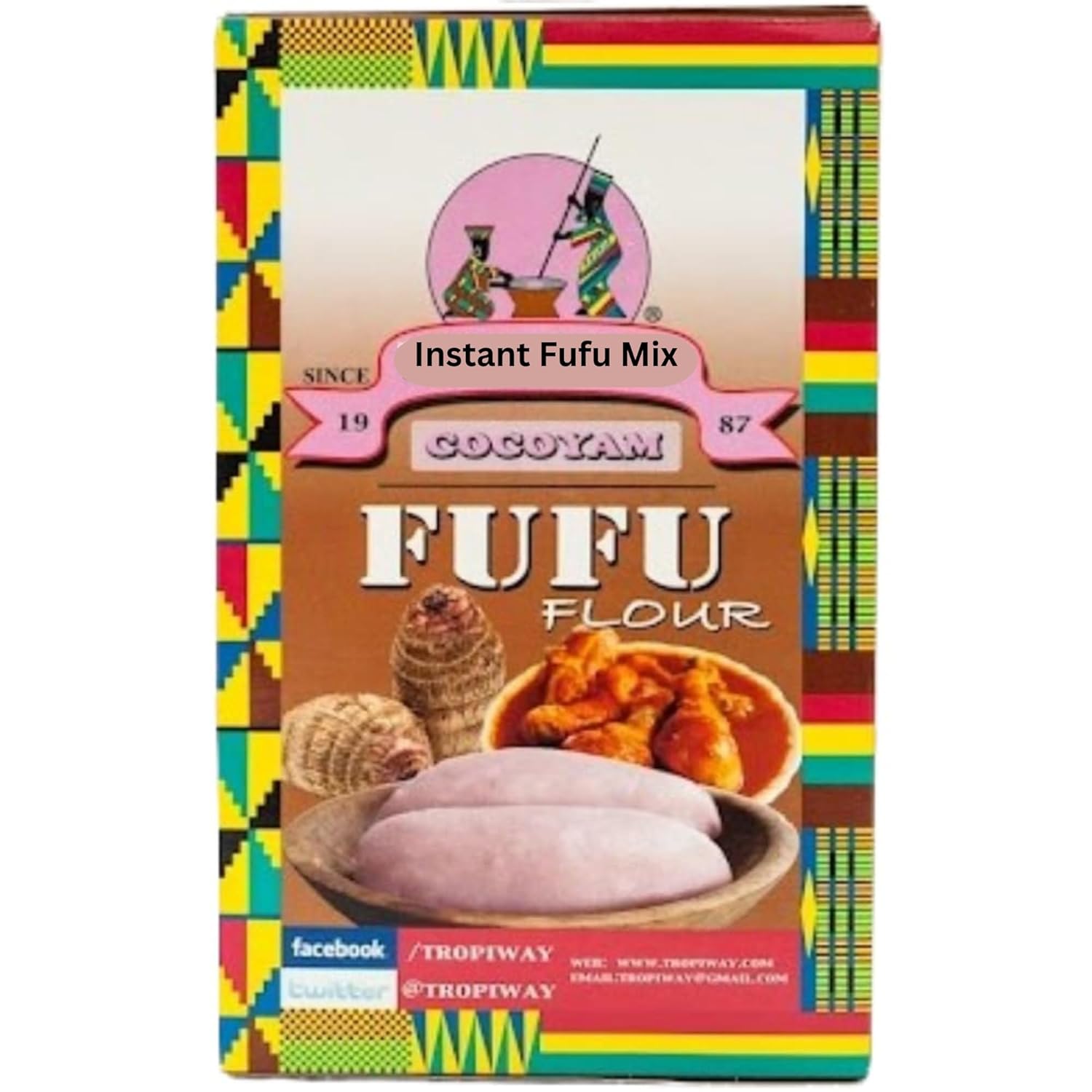 African Delights Authentic Fufu Flour Pounded Yam | Instant Fufu Mix | Natural Fufu Powder for Ghana Food, cocoyam powder, African Food Products | Smooth & Easy to Prepare(Tropiway Cocoyam Fufu 24oz)