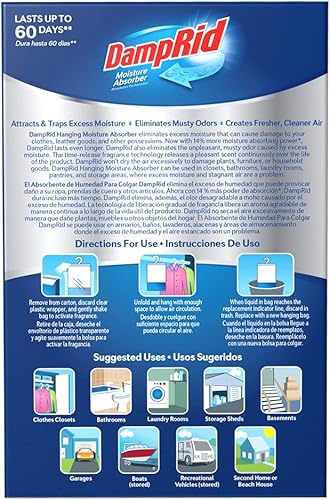 Miniatura 6 de DampRid Fresh Scent - Absorbedor de humedad desechable, 10.5 onzas, paquete de 3  Atrae y atrapa el exceso de humedad, elimina olores a humedad y