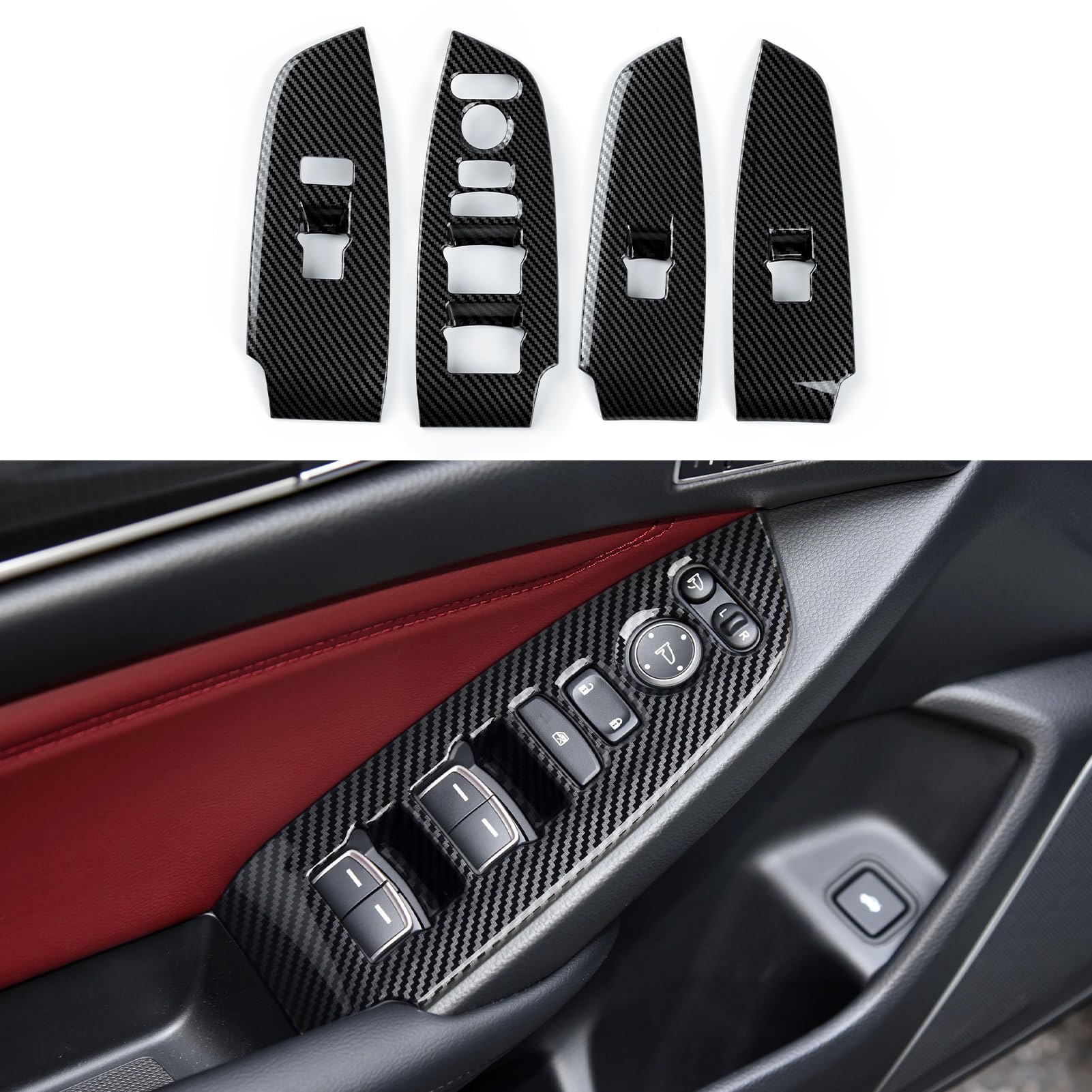 Car Window Switch Control Decals for 2018-2022 Honda Accord 10th Gen Accessories ABS Carbon Fiber Stickers