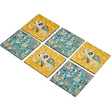 Chumbaks Pixel Paisley Coaster Set| Blue & Yellow